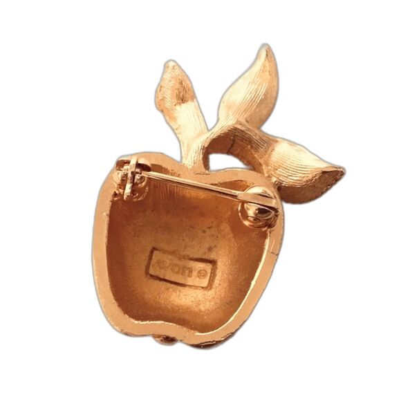 Vintage Avon Brushed Golden Apple Pin Brooch 1974 - Picture 3 of 3
